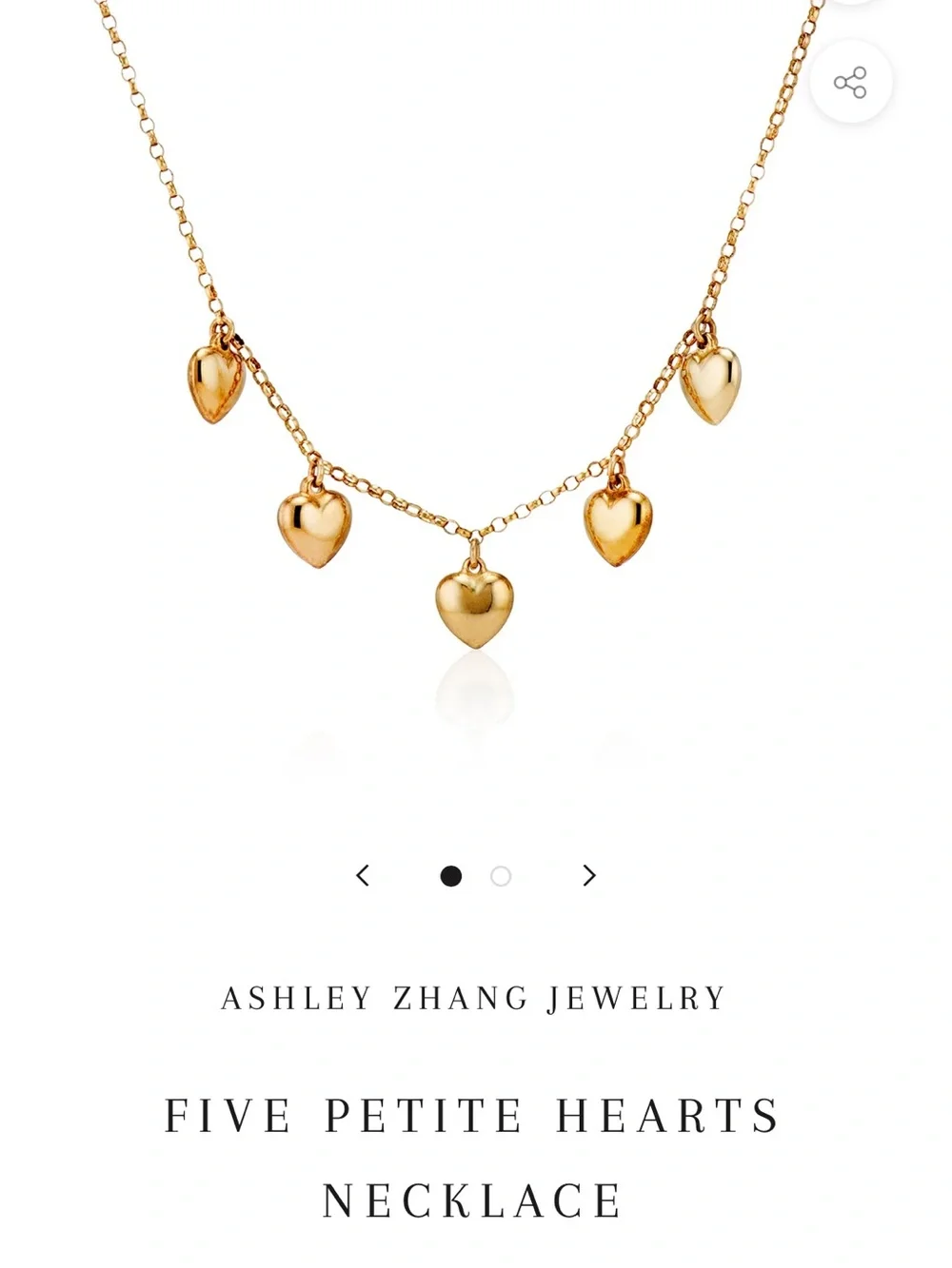 Ashely Zhang jewelry Five petite hearts Necklace